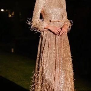 Nicola Bathie x Antonio Melani Sequined Feather Maxi Dress Size 2 NWOT